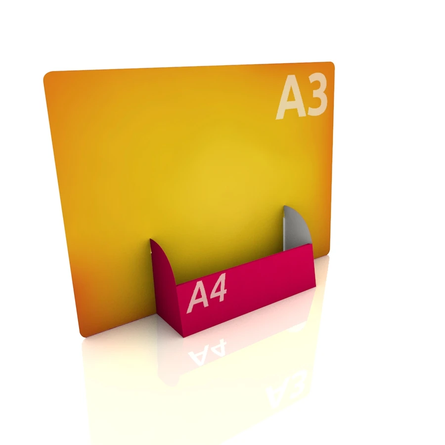 Display Aufsteller "Amsterdam" (A3 Quer Display mit DIN A4 Regalfach) 1